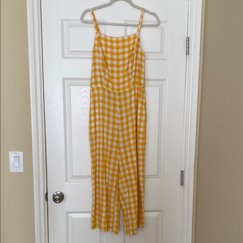 Yellow Gingham Jumpsuit. Size M
